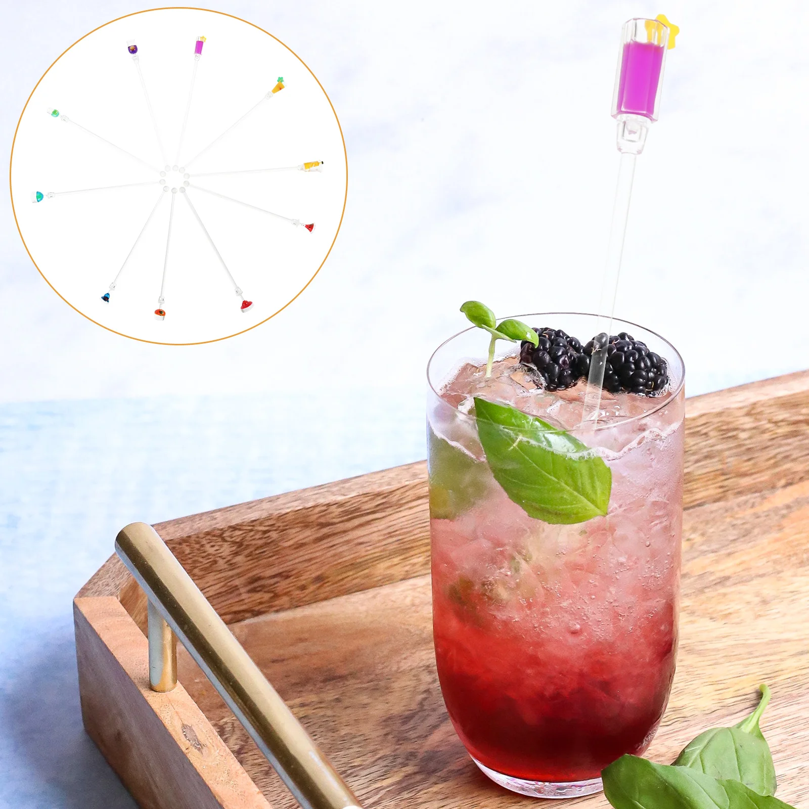 

10pcs 23CM Cocktail Mixer Stirs with Colorful Miniature Accessory Stirring Mixing Sticks Long Handle Stirring Mixing Sticks for