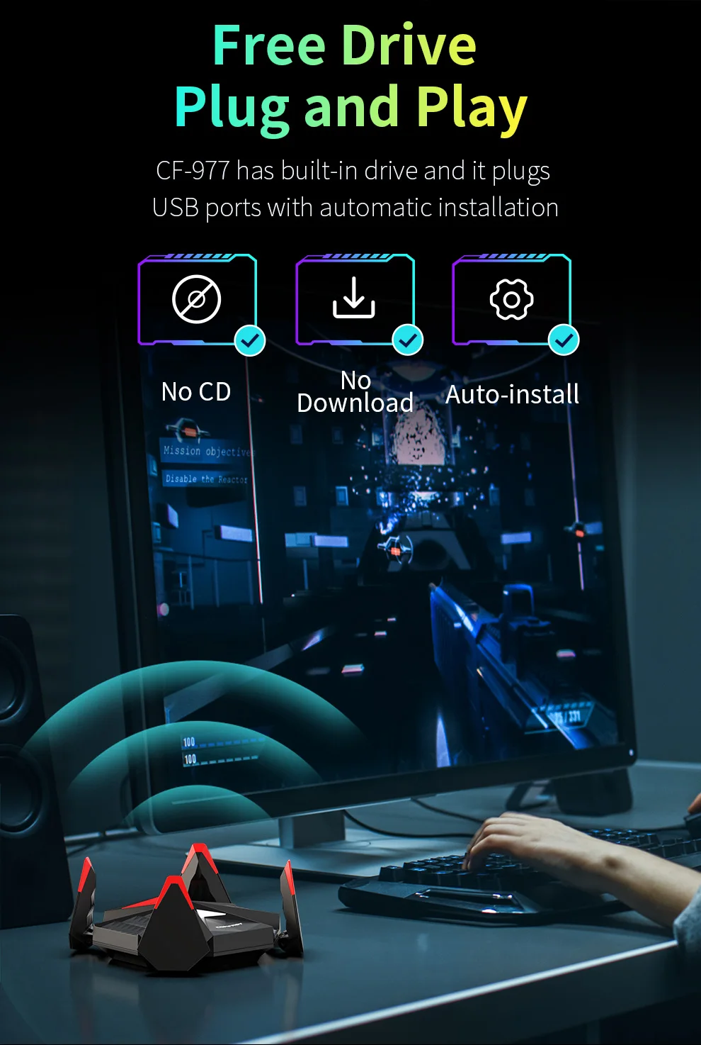 Rede para Jogos, Dongle de Alta Velocidade,