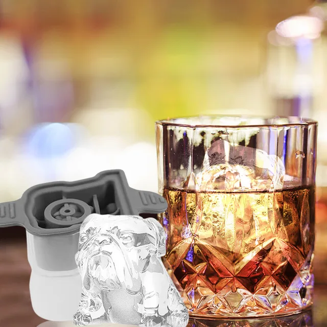 1pc, Silicone Ice Cube Tray Bulldog Ice Mold Creative Whiskey Ice Cube Mold  Ice Maker Mold With Spill-resistant Lid Fancy & Cute Ice Cube Container For  Whiskey Party Champagne