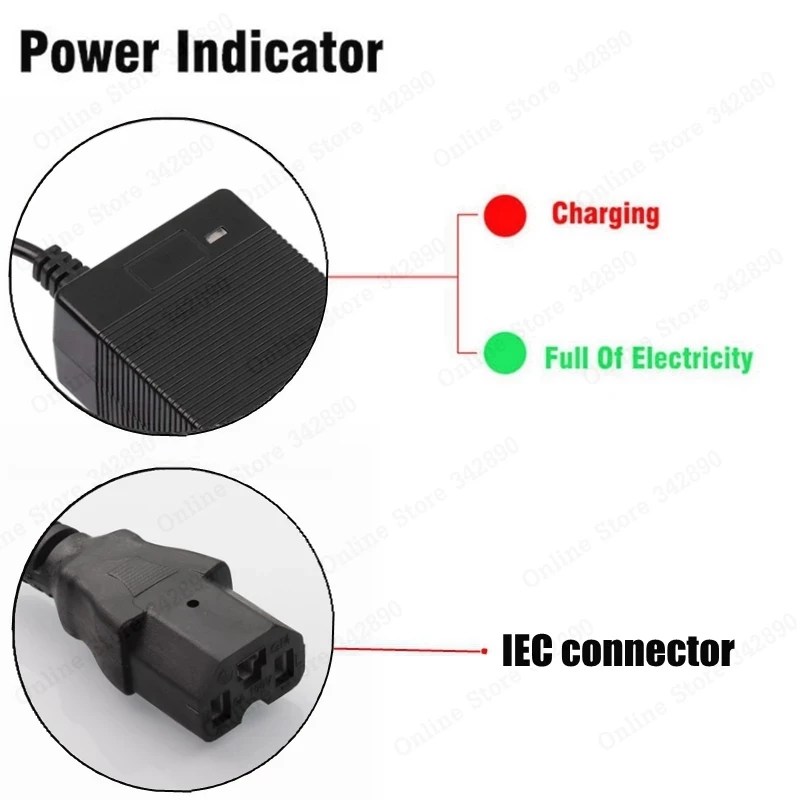 71.4V 3A 4A 2A Li-ion Ebike Charger 17S 61.2V 62.9V 3A E Bike Electric Bicycle Scooter Lithium Chargers T/PC/IEC 3Pin Connector