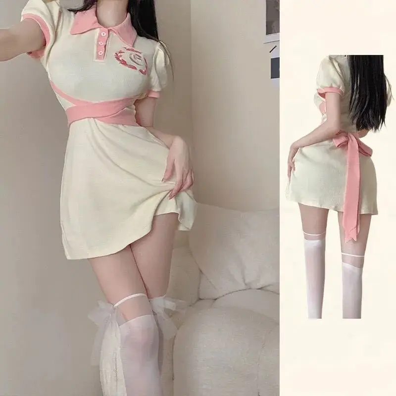 

New Spicy Girls Pure Desire SweetSpicy Academy Style Skirt Set Womens Sweet Polo Neck Two Piece Dress Suit Women Dresses Female