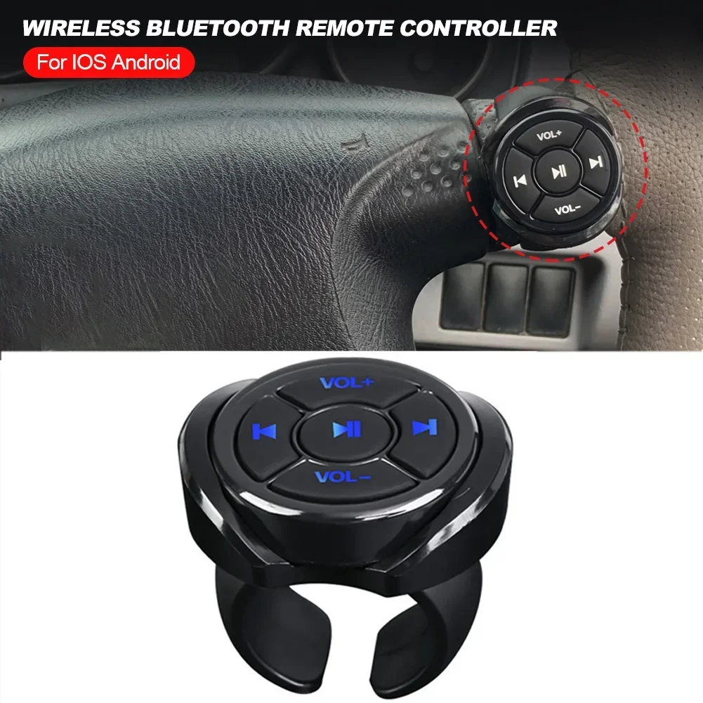 Volante per auto a 5 tasti Pulsante di controllo remoto wireless compatibile con Bluetooth universale per pulsante volume multimediale per auto Android IOS