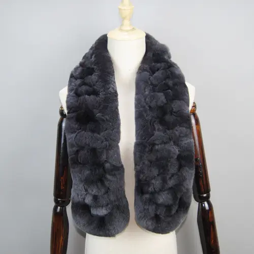 2026 New Arrivals Women Real Rex Rabbit Fur Scarf Lady Fashion Knitted Warm Soft Winter 100% Natural Real Rex Rabbit Fur Muffler - Image 21