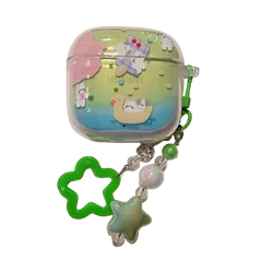 Adorable 3D Whale Earphone Case with Pendant - Transparent Cartoon Soft Shell Shockproof Cover - HW SE2 or SE3 (FY12)