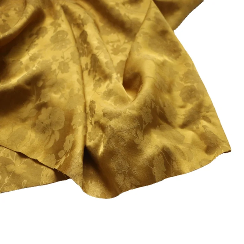 

Fabric50x140cm DIY Shirt Cheongsam Hanfu Boot-Cut Clothing Yellow Solid Color Ancient Style Beautiful Dark Pattern JacquardGloss