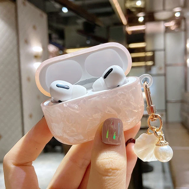Luxury Girls Pearl Shell Case for Apple Airpods 1 2 3 Case for AirPods Pro Case with Keychain Earphone Accessories Headphone Box Pink For AirPods Pro