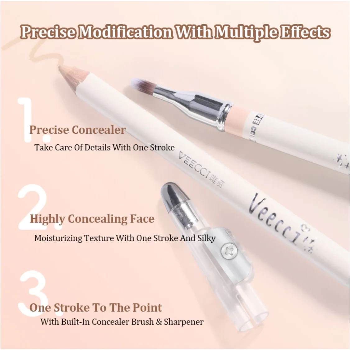 Veecci Concealer Highlight Pen Brighten Painting Eye Bags Multipurpose Portable Cosmetic 2.3g Cosmetics Face Makeup