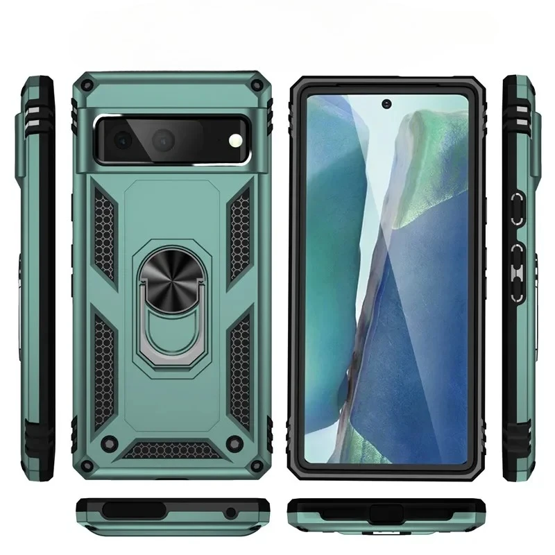 Stylish Magnetic Ring Holder Shockproof Phone Case with Protective Armor Back Cover