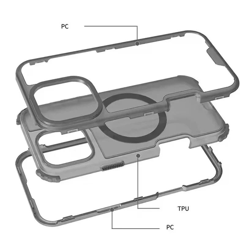 3 in 1 Magnetic Heavy Duty Armor Case for Magsafe IPhone 17 Air 16 15 14 13 12 Pro Max Plus 16Pro IPones Macsafe Cover Accessory 2