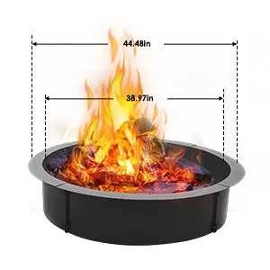 Fire Pit Ring Outdoor 45'' Fire Liner 39 Wooden Burning Campfire Insert Metal Bonfire Patio Garden