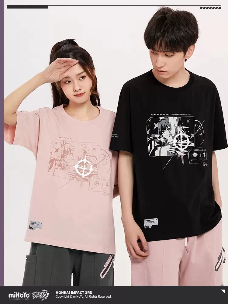 

miHoYo Honkai Impact 3 Because You Are In The Story Elysia Theme Fashion New Loose Cotton T-shirt Cosplay Around Short-Sleeved