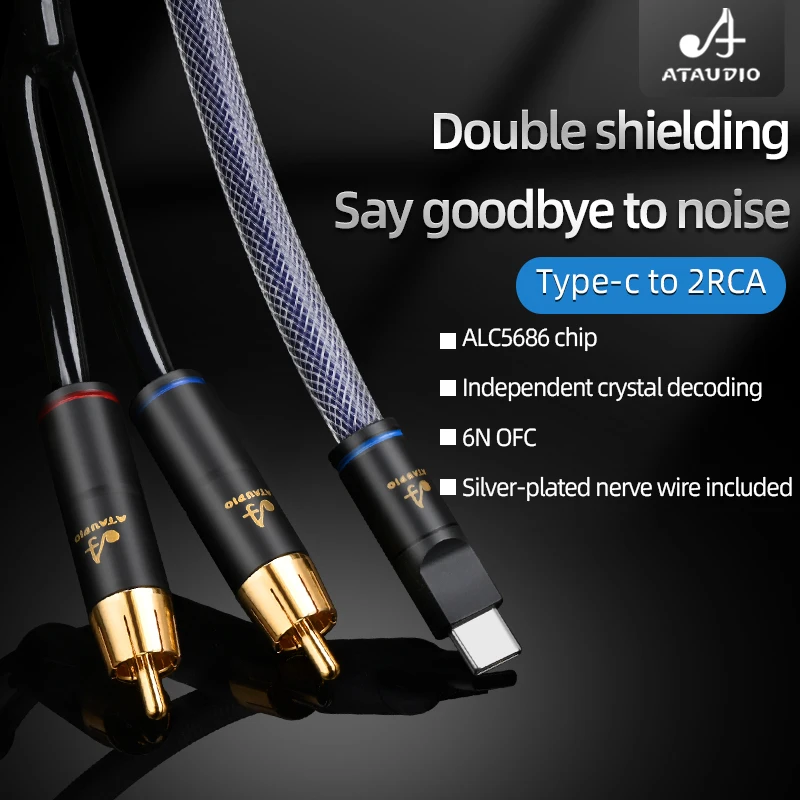 ATAUDIO HiFi USB Type-C to 2RCA Audio Cable High Quality OFC Type-C to ...