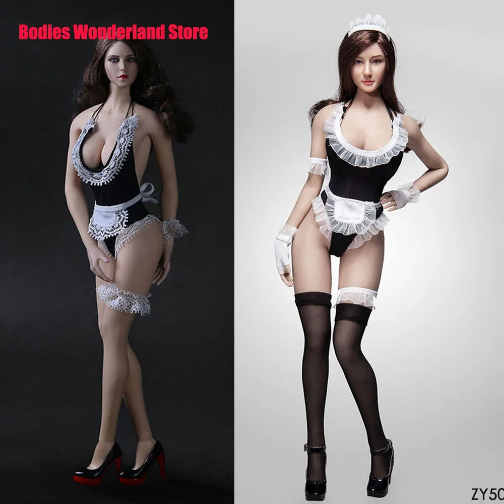 

ZY5024 1/6 Scale Women's Underwear Set Maid Bikini Costume Backless Dress Suit Shoes Model for 12'' Action Figure Body Dolls