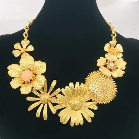 Enamel Floral Statement Necklace