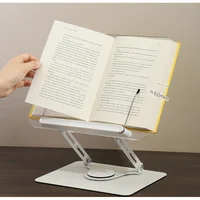 Adjustable Reading Stand360360-Degree Rotating Book Stand Foldable Desktop Bookshelf Elastic Clip Page Neck Protection Book Stan