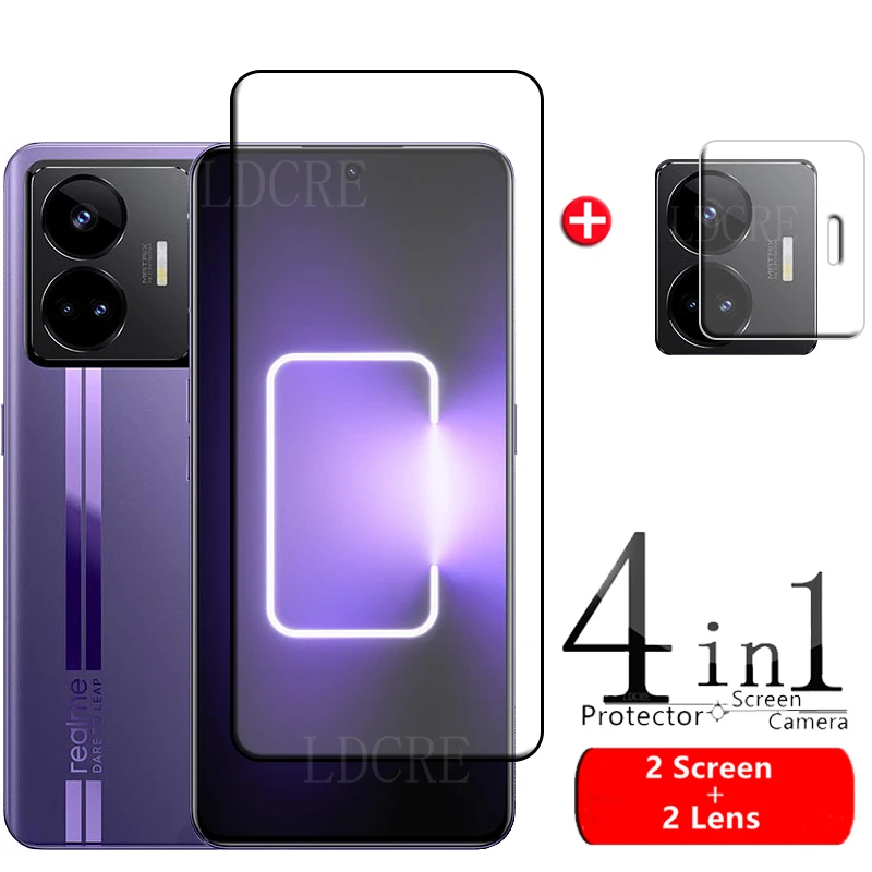 

4-in-1 For OPPO Realme GT 3 Glass For Realme GT 3 GT3 Glass Full Cover Glue HD 9H Screen Protector For Realme GT 3 GT3 Len Glass