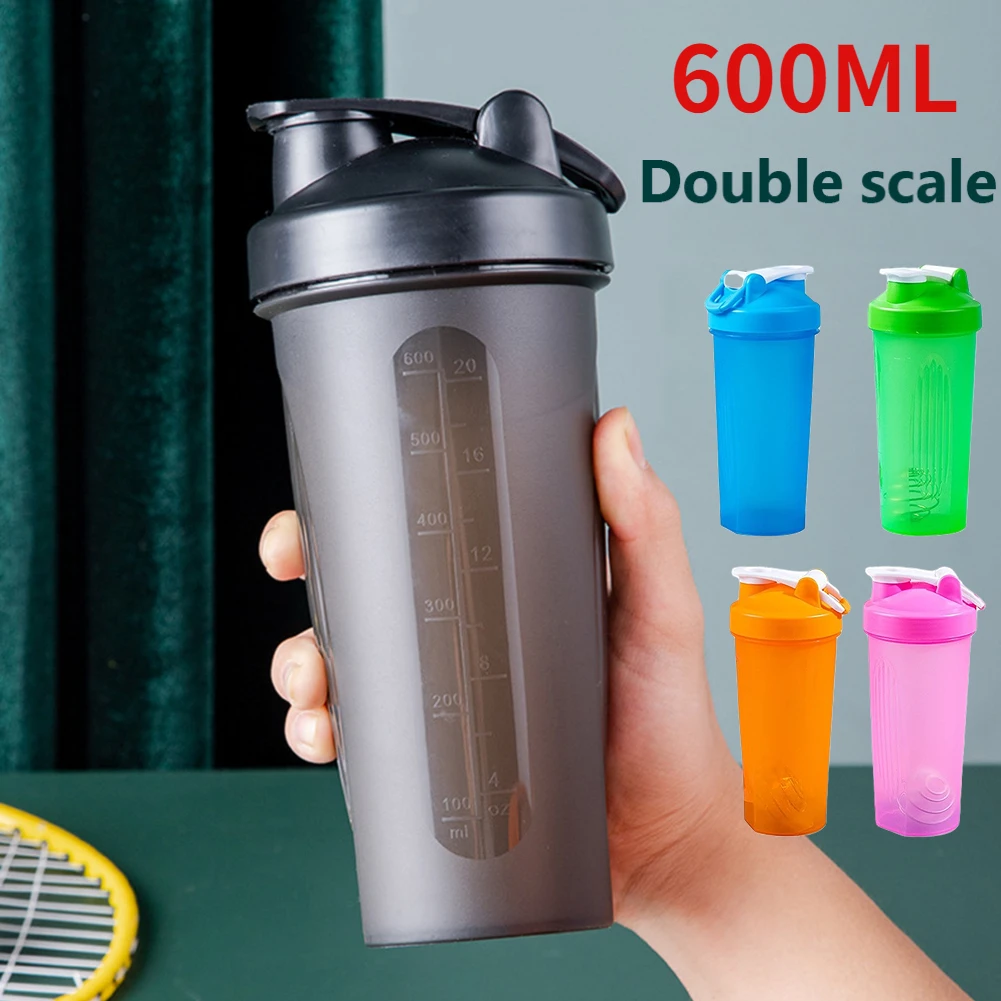 600ml Protein Powder Shaker Water Bottle Sports Shaker Mixing Cup with Scale