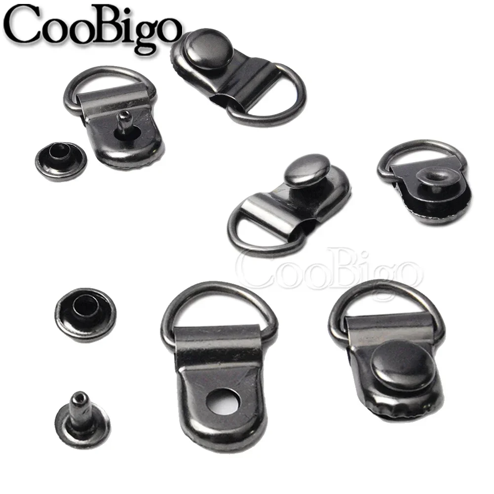 D Ring Rivet Hangers 3/8" D-Rings With Studs 50Sets For Shoes Boots Picture Frame Leather Hand Bag Strap DIY Craft Accessories
