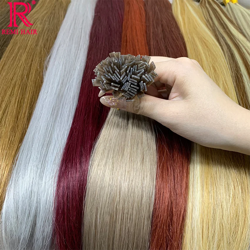 Flat Tip Keratin Hair Extensions Straight Real Human Hair Virgin Colored Vietnamese Hair Extensions Pre-bonded Fusion Hair 6