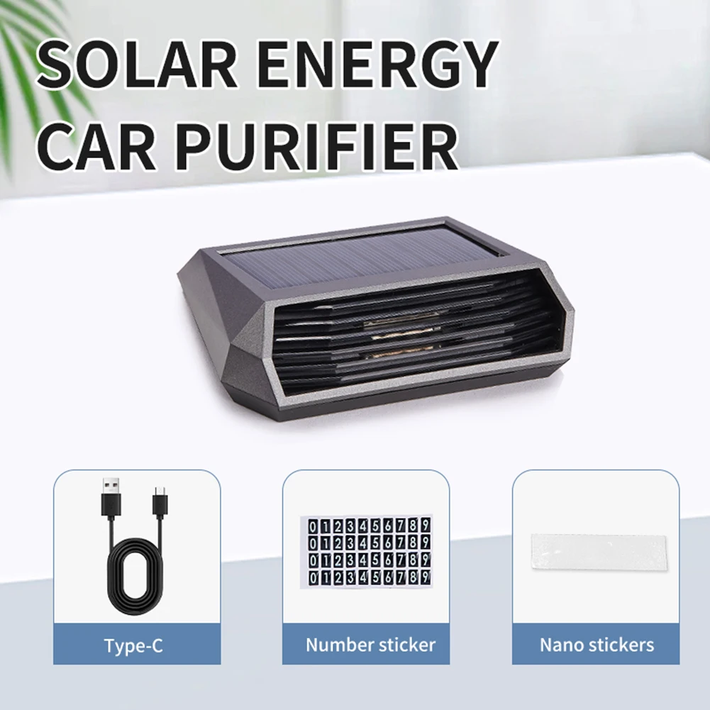 

Usb Solar Portable Car Air-Purifier Freshener With Hepa Filter Negative Ion Generator Odor Removal Smoke Auto Accessiories
