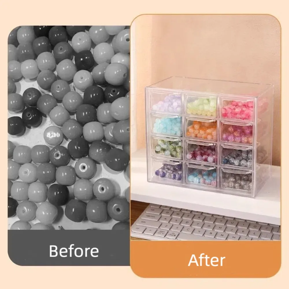 Acrylic Large Capacity Drawer Transparent Divided Beaded Storage Box DIY Handmade Jewelry Display Box