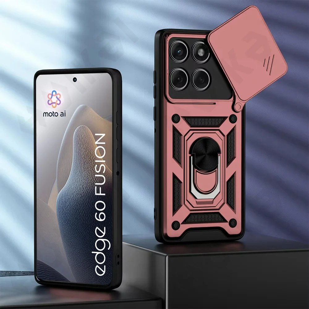 Versatile Motorola Phone Case with Camera Lens Cover and 360° Ring Stand