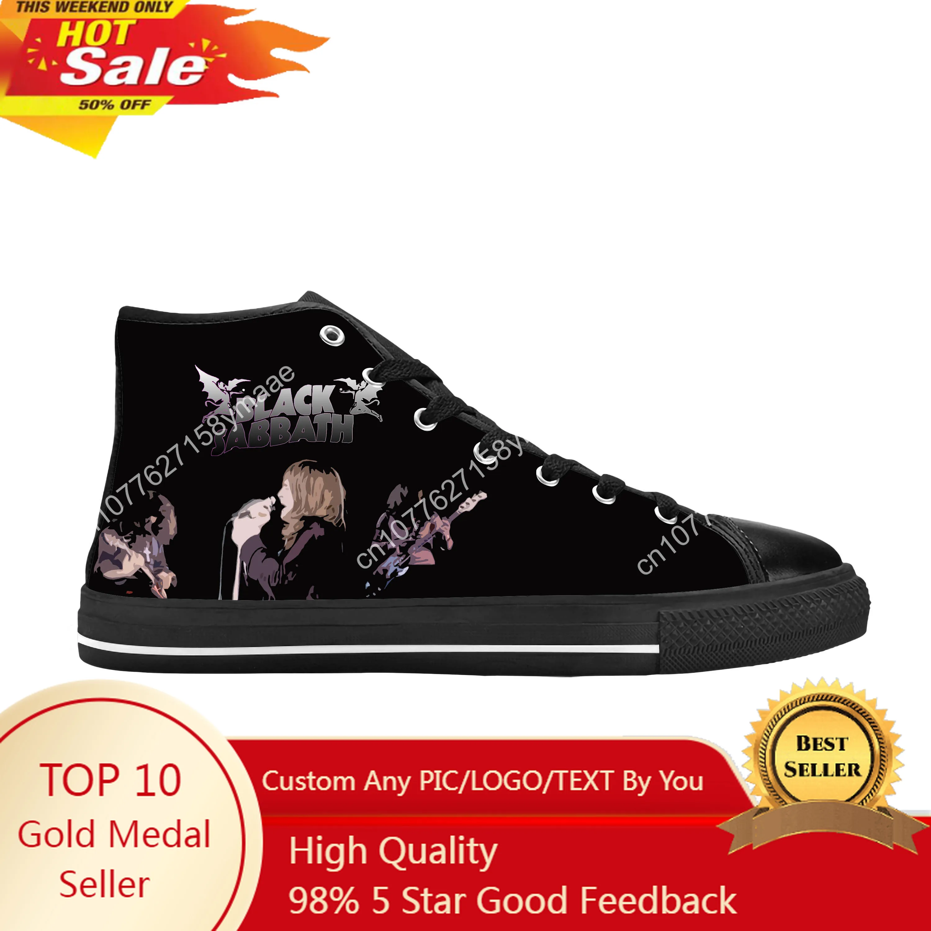 Sabbaths Heavy Metal Rock Band Singer Music Black Casual Cloth Shoes High Top Comfortable Breathable 3D Print Men Women Sneakers