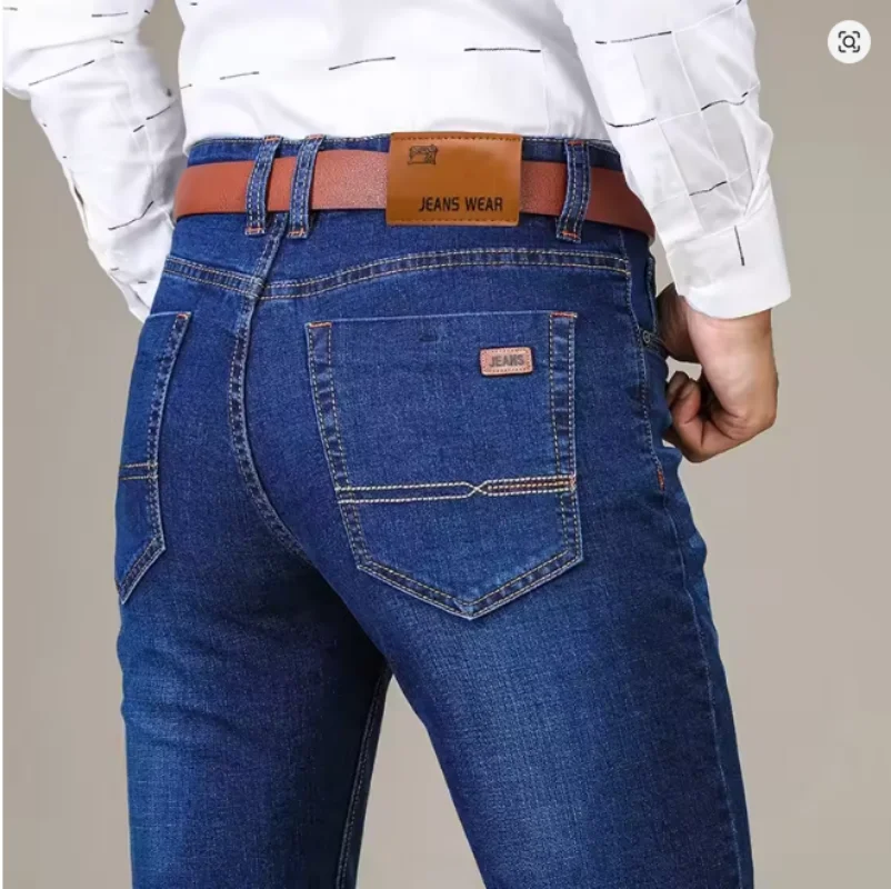 Wthinlee New Business Men's Jeans Casual Straight Stretch Fashion Classic Blue Black Work Pant Denim Trousers Male Clothing 6