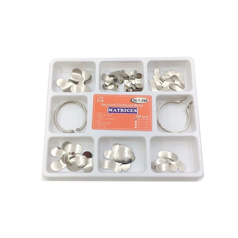 100pcs/Box Dental Sectional Contoured Matrices Matrix Bands with Springclip No.1.330 Dental Matrix Sectional Set