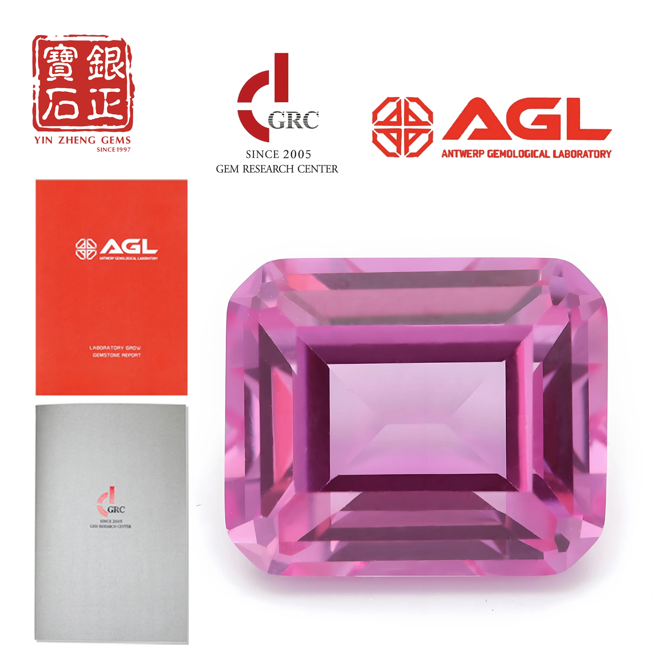 Loose Gemstones YinZheng Pink Sapphire Stone Emerald Cut Synthetic