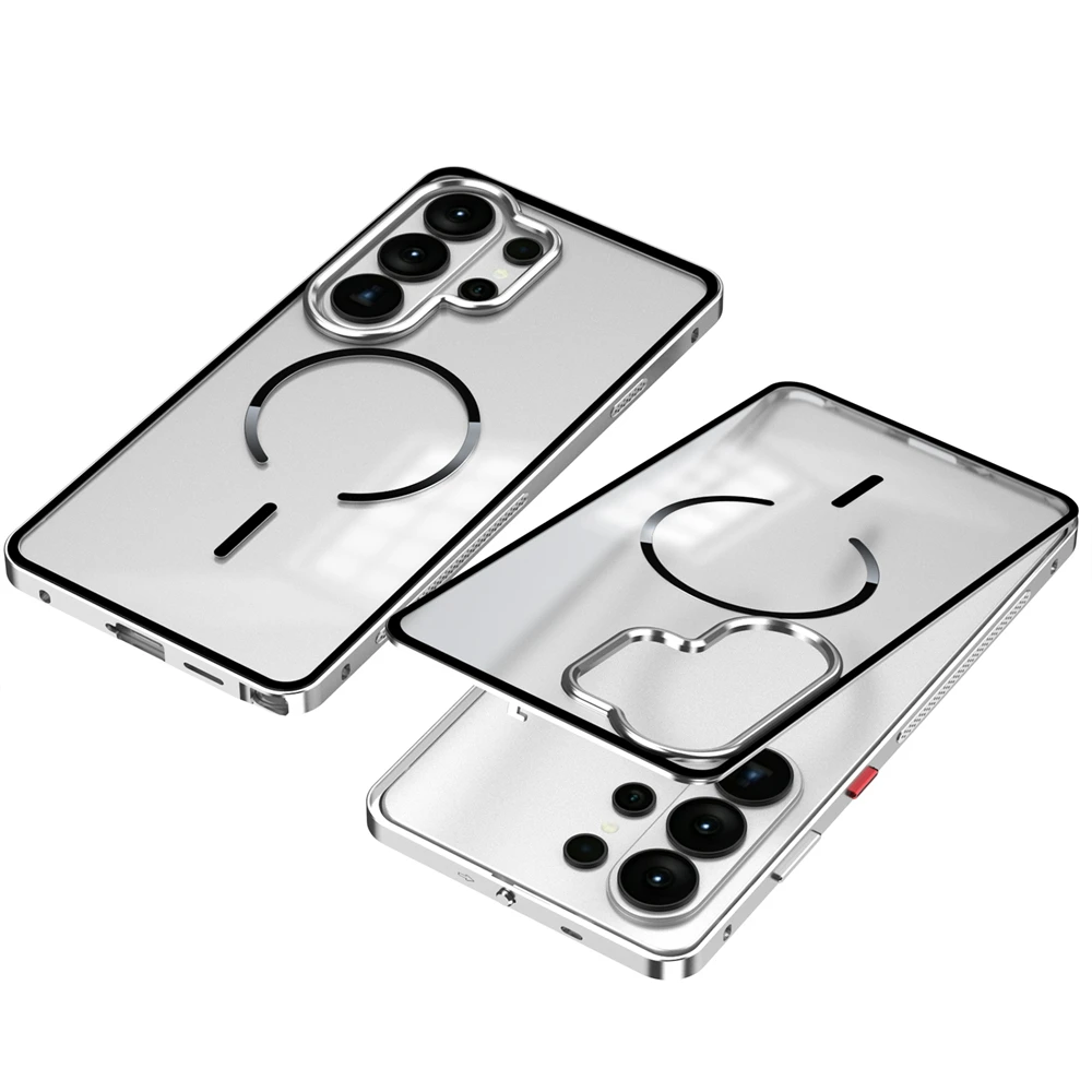 Frosted Matte Case with Removable Metal Frame and Magsafe Buckle - Premium Aluminum Alloy Design