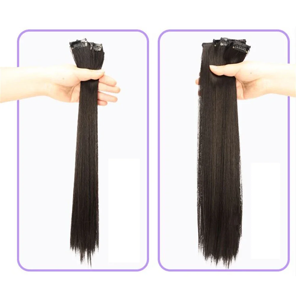 Synthetic Women Invisible Seamless Long Straight Wig Natural Fake One-piece Increase Hair Volume Hair Extensions 30cm hair extensions