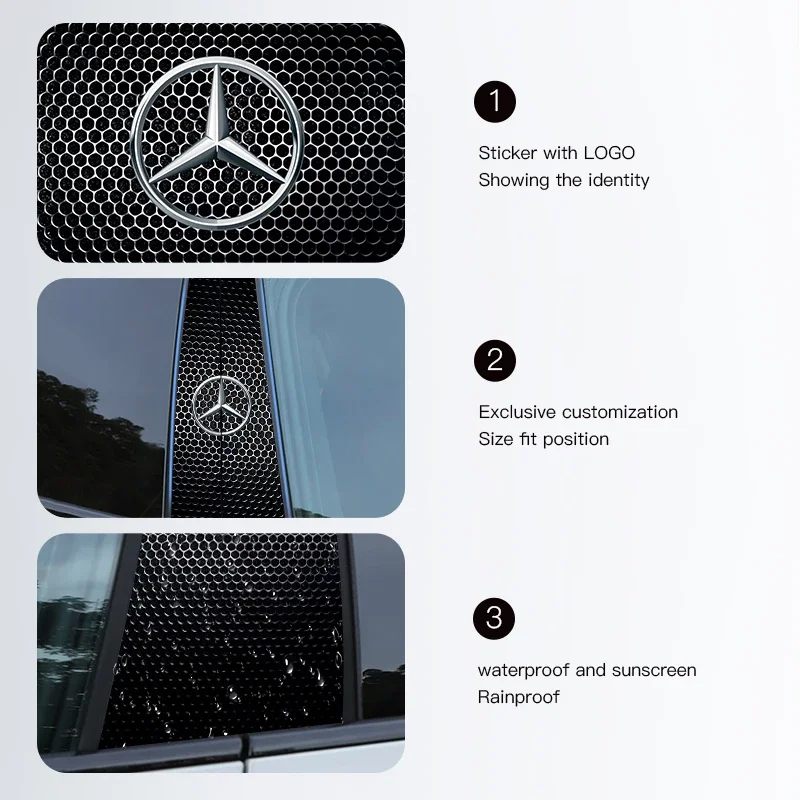 2Pcs Car Emblem Center Pillar Sticker Anti-scratch Protective Film For Mercedes Benz AMG W206 W203 W205 W220 W211 W212 W201 W210