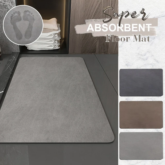 100% Cotton & Quick Dry Bath Rug for Bathroom Floor Mats Grey 60 x 40  CM