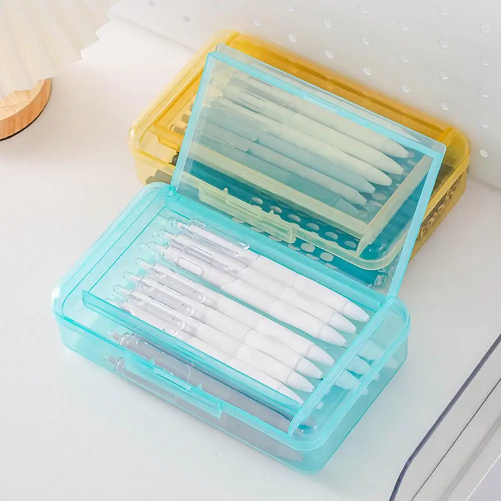 

Stackable Pencil Box Double-layer Pencil Case Stackable Capacity Transparent Pencil Box Ideal Organizer for School Office