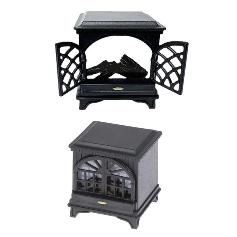 

1:12 Миниатюрные домики, мебель, пластиковый камин со светодиодной подсветкой, аксессуары для кукольного домика, украшения, в