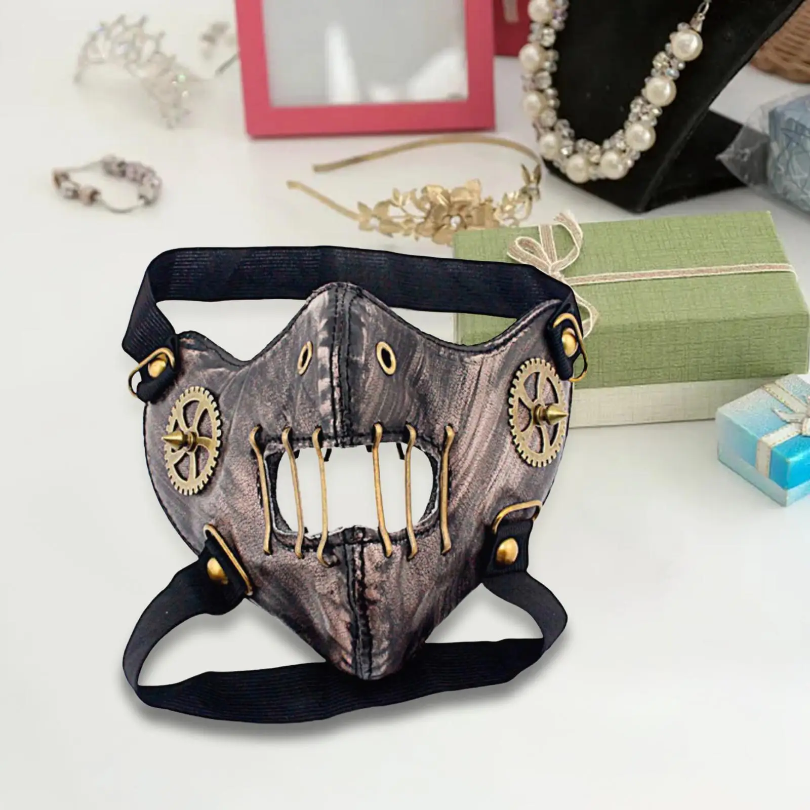 Steampunk Mask Gothic Dustproof Half Face Mask for Masquerade Bar Party