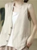 Retro Artistic Single Button Vest Women's Summer Faion Outerwear Slimming Versatile Casual  Color Vest Jaet