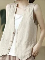 Retro Artistic Single Button Vest Women's Summer Faion Outerwear Slimming Versatile Casual  Color Vest Jaet