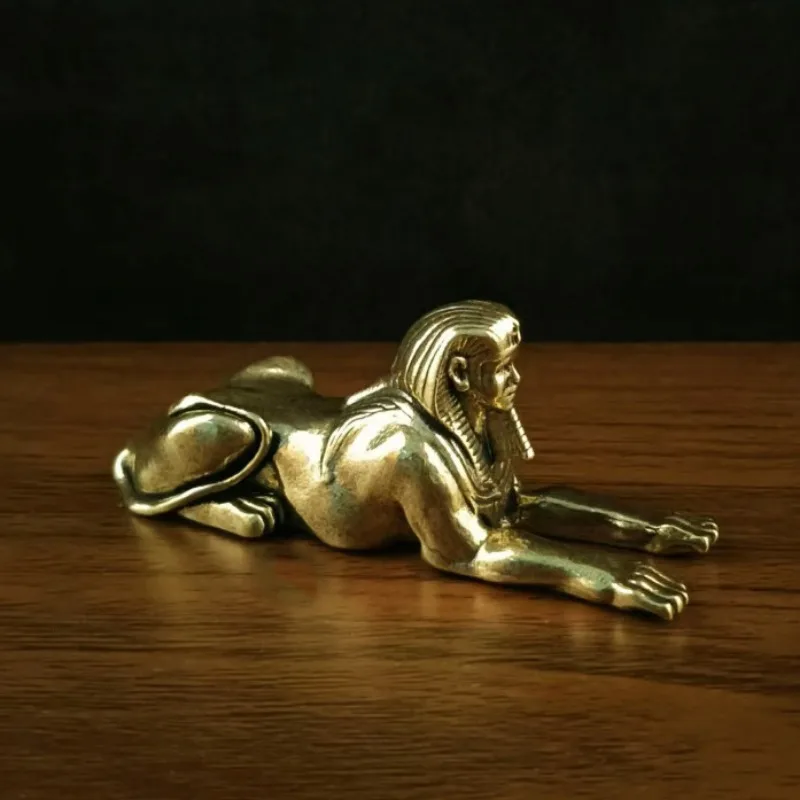 Vintage Brass Desktop Figure of Sphinx with Human Face, Perfect Gift for Collectors, Home Decor and Office Decoration