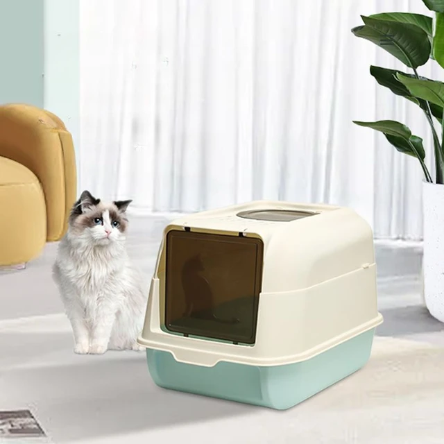 Litière à chat fermée avec filtre anti-odeur