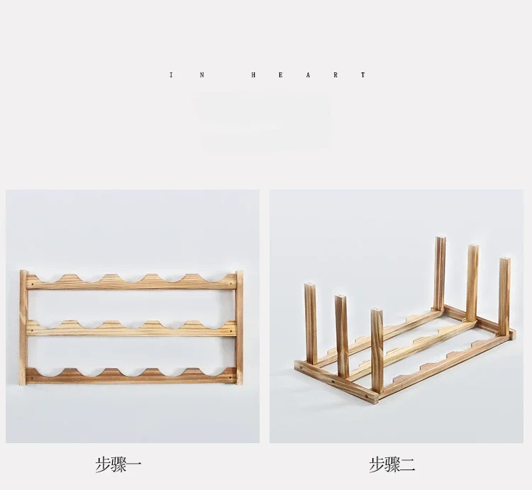 Red Wine Cabinet Display Rack Wood Bottle Storage Rack Simple Designer Household Solid Wood Ornaments Home Decor #060A