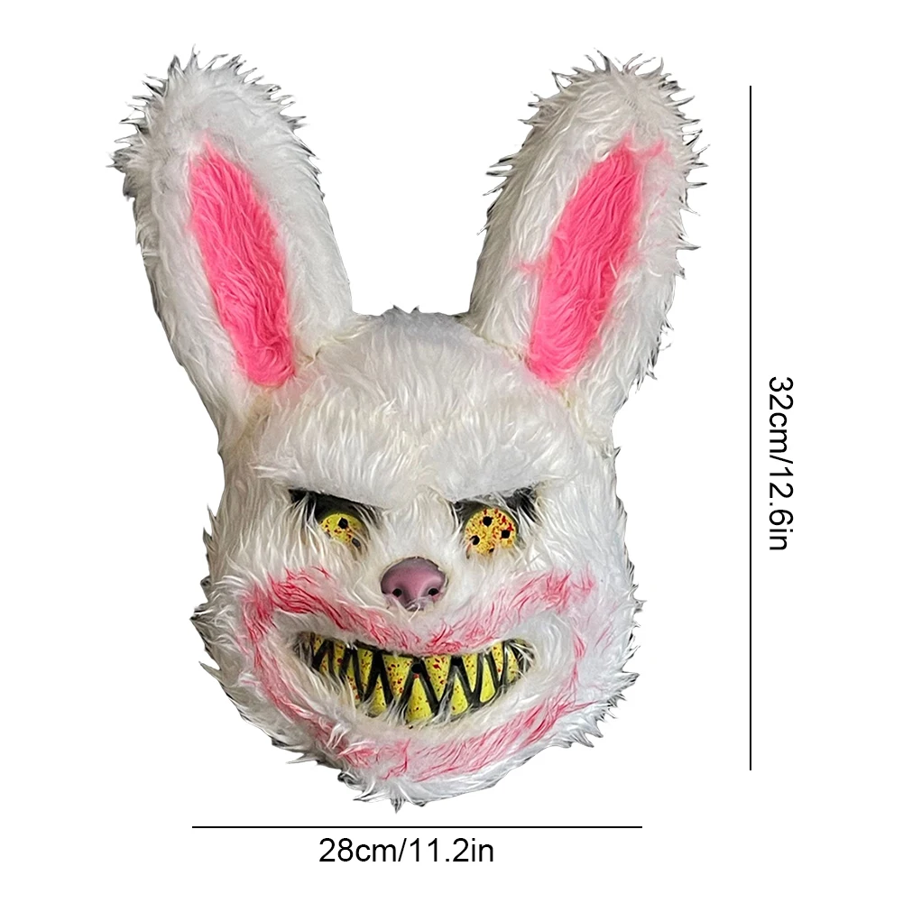 Bloody Plush Animal Head Mask Halloween LED Bloody Plush Bunny Mask with LED Lights Scream Mask Cosplay Costume Party Decoration