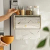 Multifunction Wall Hanging Clear Design Kitchen Tissue Box No Punching Installation Roll Paper Case Bathroom Supplies Waterproof 1