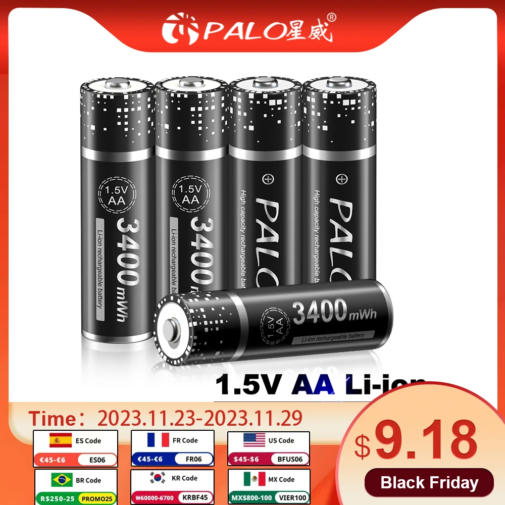 Palo aa 1.5 v Li-ion Bateria Recarregável 1.5 v aa Bateria de Lítio 2800 Mwh aa Baterias para Relógios Ratos Computadores Brinquedos Assim por Diante