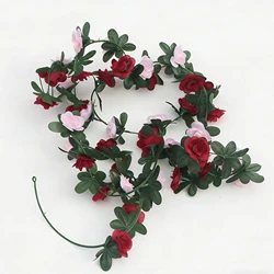 Elegant Rose Garland: Artificial Floral Vine for Weddings, Home Decor, and Garden Accents (Pink)