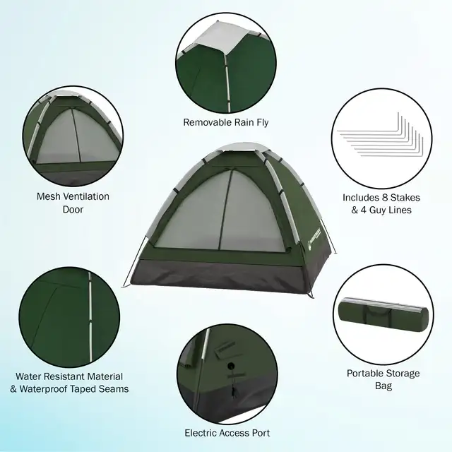 2 Person Dome Tent Rain Fly Carry Bag Easy Set Up Great 2023