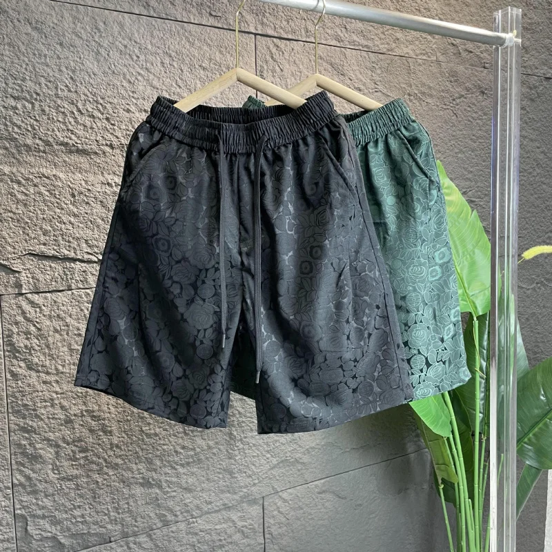 Ice Silk Leisure Shorts Summer Men Fashion Beach Cropped Pants Youth Straight Five Printed Shorts
