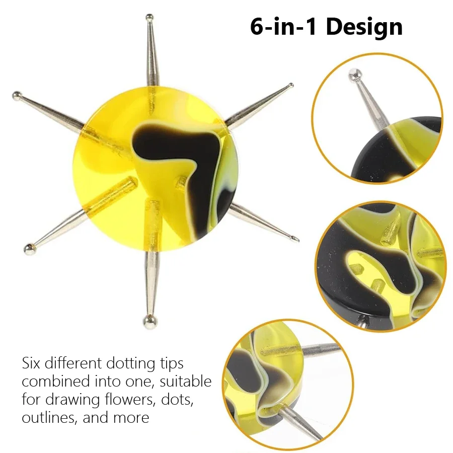 6 Sizes Circular Dotting Tools for Nail Art Multi-Functional Tool for Flowers Dots Clay Sculpting Embossing Pattern nail art tools,clay modelling tools