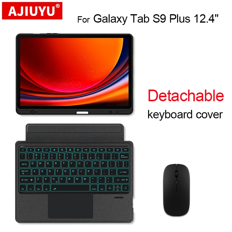 

Волшебная клавиатура с подсветкой для Samsung Galaxy Tab S9 Plus, 12,4 дюйма, SM-X810 X816B X818U S9 + 2023, съемный чехол для клавиатуры с сенсорной панелью